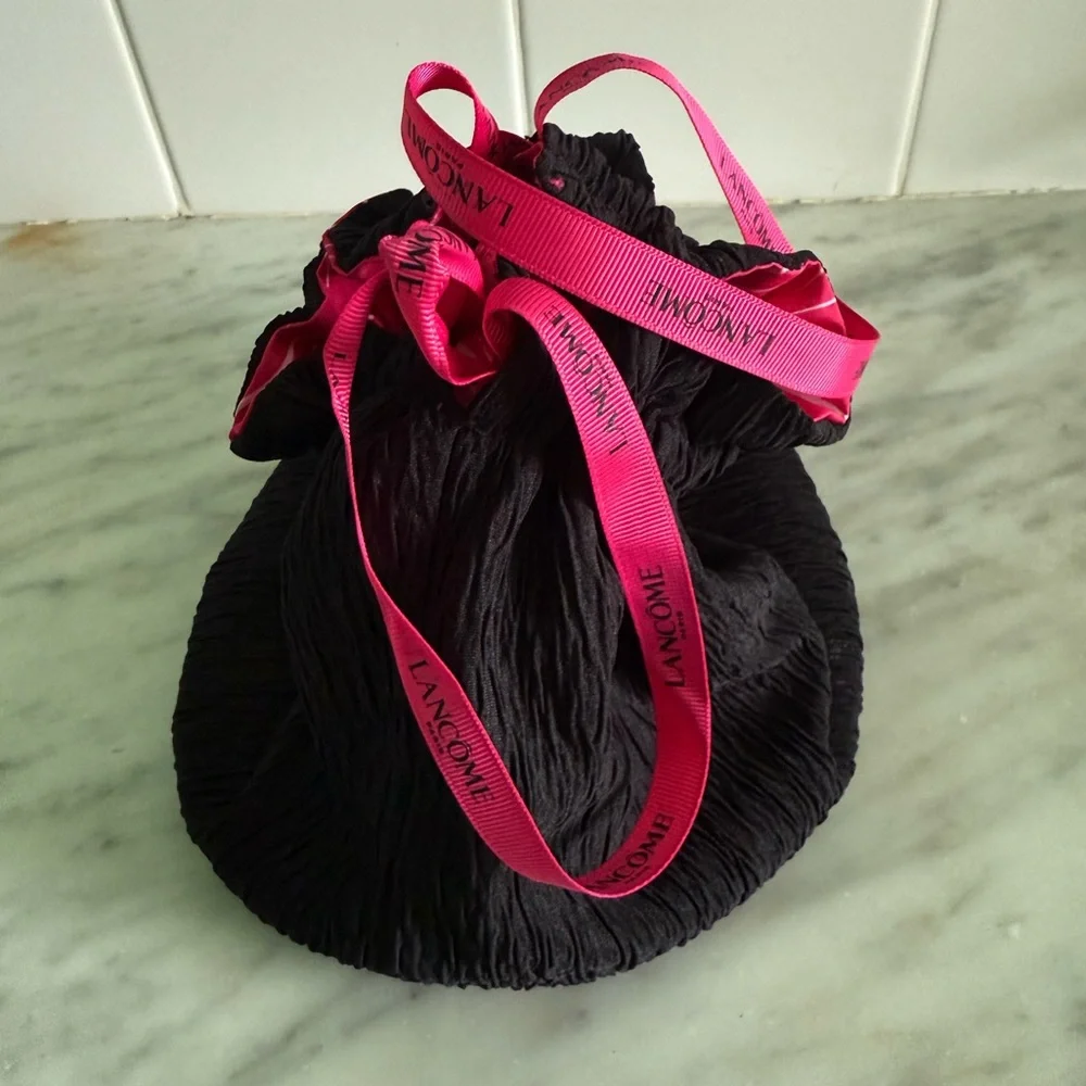 Lancôme Cosmetic Reversible Hot Pink Black Bag
